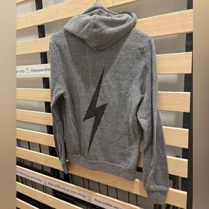 Aviator Nation Lightning Bolt Zip Up Hoodie - Heather Grey - Small
